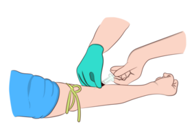 illustration image a doctor using a needle to draw blood from an investigator To check the body transparency png