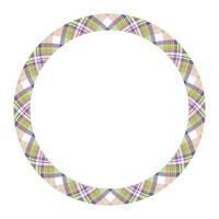 Circle borders and frames vector. Round border pattern geometric vintage frame design. Scottish tartan plaid fabric texture. Template for gift card, collage, scrapbook or photo album and portrait. vector