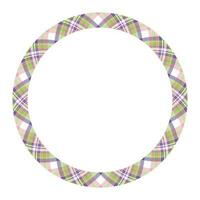 Circle borders and frames vector. Round border pattern geometric vintage frame design. Scottish tartan plaid fabric texture. Template for gift card, collage, scrapbook or photo album and portrait. vector