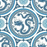 Seamless pattern happy chinese new year 2024 the dragon zodiac sign vector