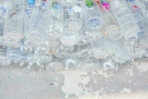 Plastic bottles in recycle trash station. photo