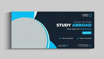 Study abroad social media cover or education banner template vector