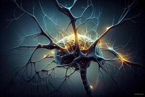 Brain neuron, nerve cell. . Digital Art Illustration photo