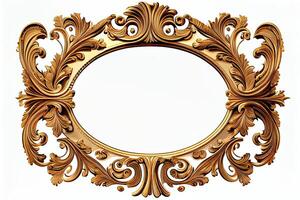 Gold old vintage frame for a picture isolated on white blank background. . Digital Art Illustration photo