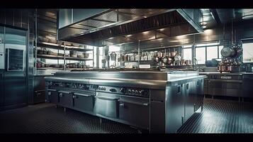 big Professional kitchen,, generated ai image photo