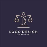 JX initials combined with the scales of justice icon, design inspiration for law firms in a modern and luxurious style vector