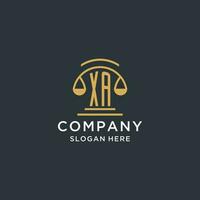 XA initial with scale of justice logo design template, luxury law and attorney logo design ideas vector