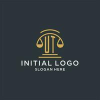 UT initial with scale of justice logo design template, luxury law and attorney logo design ideas vector