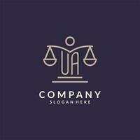 UA initials combined with the scales of justice icon, design inspiration for law firms in a modern and luxurious style vector