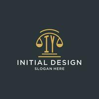 IY initial with scale of justice logo design template, luxury law and attorney logo design ideas vector