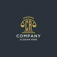 CA initial with scale of justice logo design template, luxury law and attorney logo design ideas vector