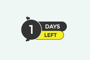 1 days left countdown template, 1 day countdown left banner label button eps 1 vector