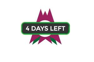 4 days left countdown template, 4 day countdown left banner label button eps 4 vector