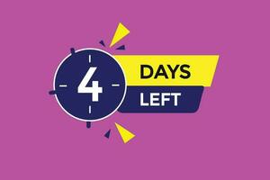 4 days left countdown template, 4 day countdown left banner label button eps 4 vector