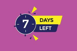 7 days left countdown template, 7 day countdown left banner label button eps 7 vector