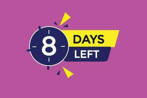 8 days left countdown template, 8 day countdown left banner label button eps 8 vector
