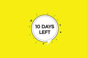 10 days left countdown template, 10 day countdown left banner label button eps 10 vector