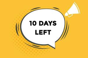 10 days left countdown template, 10 day countdown left banner label button eps 10 vector