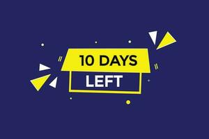 10 days left countdown template, 10 day countdown left banner label button eps 10 vector