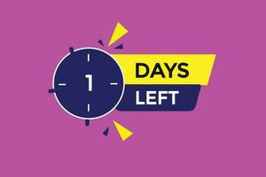 1 days left countdown template, 1 day countdown left banner label button eps 1 vector