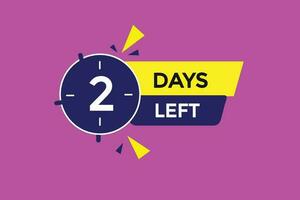 2 days left countdown template, 2 day countdown left banner label button eps 2 vector