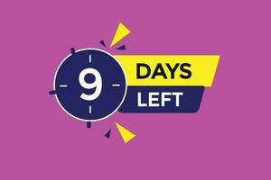 9 days left countdown template, 9 day countdown left banner label button eps 9 vector
