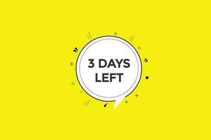 3 days left countdown template, 3 day countdown left banner label button eps 3 vector