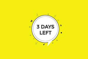 3 days left countdown template, 3 day countdown left banner label button eps 3 vector