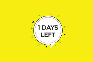 1 days left countdown template, 1 day countdown left banner label button eps 1 vector