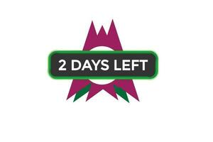 2 days left countdown template, 2 day countdown left banner label button eps 2 vector