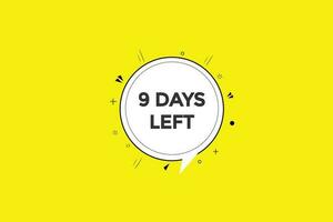 9 days left countdown template, 9 day countdown left banner label button eps 9 vector