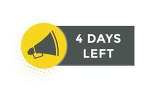 4 days left countdown template, 4 day countdown left banner label button eps 4 vector