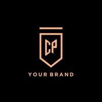 CP monogram initial with shield logo design icon vector