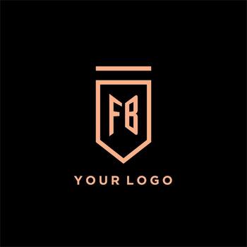 FB monogram initial with shield logo design icon vector