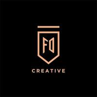 FD monogram initial with shield logo design icon vector