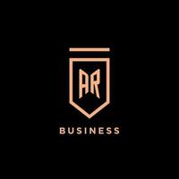 AR monogram initial with shield logo design icon vector