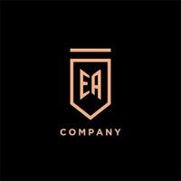 EA monogram initial with shield logo design icon vector