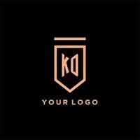 KO monogram initial with shield logo design icon vector