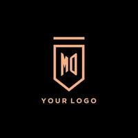 MO monogram initial with shield logo design icon vector