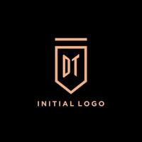 OT monogram initial with shield logo design icon vector