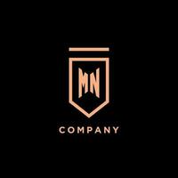 MN monogram initial with shield logo design icon vector