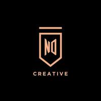 ND monogram initial with shield logo design icon vector