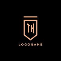 TH monogram initial with shield logo design icon vector