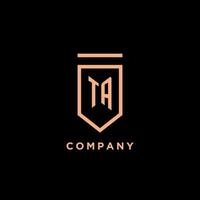 TA monogram initial with shield logo design icon vector