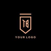 TB monogram initial with shield logo design icon vector