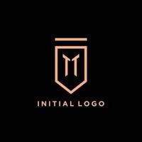 TT monogram initial with shield logo design icon vector