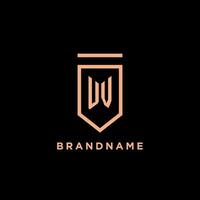 UV monogram initial with shield logo design icon vector