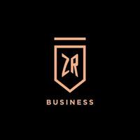 ZR monogram initial with shield logo design icon vector