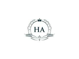 Feminine Crown Ha King Logo, Initial Ha ah Logo Letter Vector Art