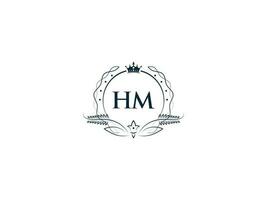 femenino corona hm Rey logo, inicial hm mh logo letra vector Arte